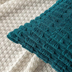 MIULEE Pack of 2 Corduroy Decorative Throw Pillow Covers 20x20 Inch Soft Boho Striped Pillow Covers Modern Farmhouse Home Decor for Summer Coastal Sofa Living Room Couch Bed Teal