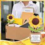 Wavwavw Coworker Leaving Gifts for Women Men, Positive Flower Doll Crochet with Card Funny Farewell Going Away Goodbye Gifts for Coworkers Employee Teacher Friends Retirement(Stylish Style)