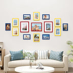 Vittanly 15 Pack Picture Frames Collage Wall Decor, Multi Sizes Including 3pcs 8x10, 6pcs 5x7 and 6pcs 4x6 Photo Frames, Gallery Frame Set for Wall or Tabletop Display, Red, Yellow and Blue