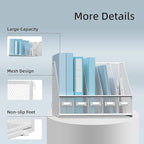 SUPEASY Desk Organizers Metal Desk Magazine File Holder with 5 Vertical Compartments Rack File Organizer for Office Desktop, Classroom, Home Workspace, White