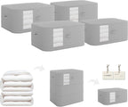 3-Layer Compressible with Zippers Blanket & Comforter Storage Bag,Ultra Space Saving Self Compression Organizer，Save 50% Space, 4 PCS，Gray