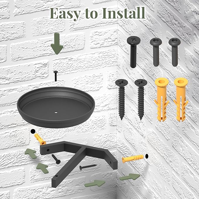 BXF Floating Plant Shelves for Wall Set of 2, Heavy Duty Matte White Corner Wall Planters for Indoor Plants, Minimalist Round Corner Shelf with Safety Guardrail, Rust-Proof Hanging Plant Holder
