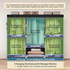83" Closet Wardrobe, Portable Closet for Bedroom, Freestanding Clothes Rack with Non-Woven Fabric Cover, 5 Hanging Rods, 6 Storage Shelves, Clothes Storage Organizer, Black