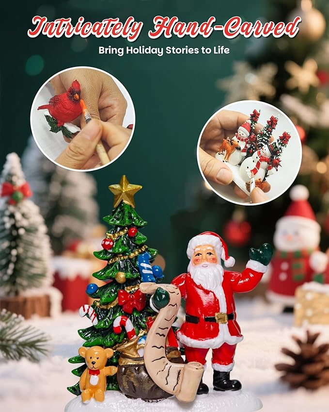 Christmas Santa Snow Globe Light up Lantern with 8 Songs, 6.69" Red Christmas Snow Globes for Kids Adults, 6H Timer & Dual Power, Snowglobes Christmas Decorations Indoor, Gifts for Women Men