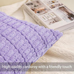 Aegero Pack of 2 Corduroy Decorative Throw Pillow Covers 18x18 Inch Soft Striped Pillow Covers Modern Farmhouse Home Decor for Sofa Living Room Couch Bed（Purple）