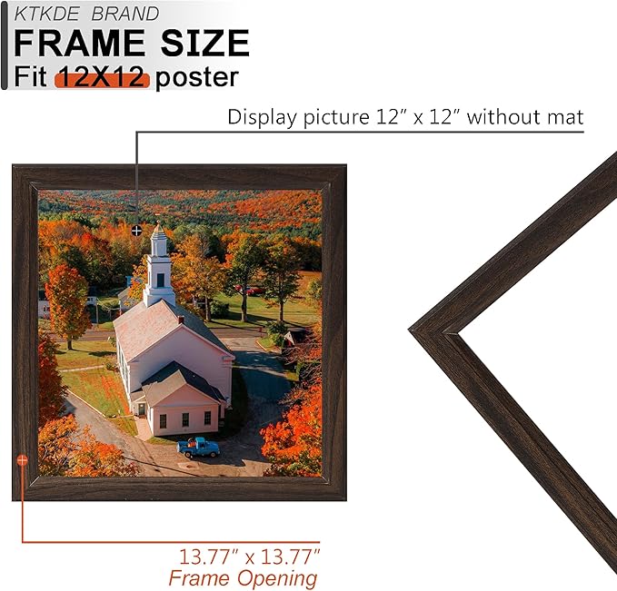 KTKDE 12x12 Picture Frame Set of 5, Wooden frames walnut, Wall Hanging Display, Best Square Photo Frame Studio Gallery for Photos, Posters & Art Prints