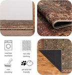 Keen Home Design 6x9 Rug - Machine Washable Area Rug with Non-Slip Backing, Ideal for Living Room, Dining Room, Bedroom - Vintage, Easy Clean, Durable, Low Pile Rug - (6' x 9')