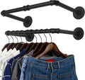 WEBI Clothing Rack Wall Mount,20" Industrial Pipe Clothes Rack for Hanging Clothes,Heavy Duty Iron Garment Rack Bar,Retail Display Clothes Rod for Closet,Laundry Room,Black,2 Packs