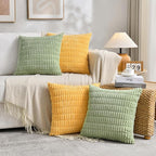 Fancy Homi 4 Packs Decorative Throw Pillow Covers for Living Room Couch Bed, Modern Farmhouse Boho Home Décor Accent Cushion Case, 24" x 24", Yellow Green Series