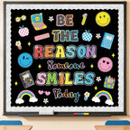 Composition Notebook Classroom Decor, Be The Reason Someone Smiles Today Bulletin Board with Happy Face Apple Rainbow Composition Book Cutouts for Posters Back to School Wall Door Chalkboard Supplies