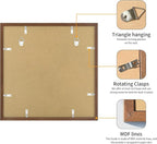 20x20 Picture Frame 3 Pack - Brown Poster Frame Display Pictures 16x16 with Mat or 20 x 20 Without Mat for Wall Hanging Horizontal and Vertical