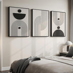 Large 3D Textured Framed Black and White Abstract Wall Art for Living Room, 3 Piece Modern Geometric Paintings, Minimalist Neutral Relief Pictures for Dining Bedroom Hallway Office Wall Decor, 24x36 In
