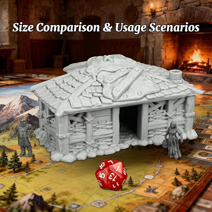 TTRPG Buildings – 25mm Scale Unpainted Tabletop Scenery Props for Role Playing, Dungeons and Dragons RPG Terrain – Medieval Village H AF1124H
