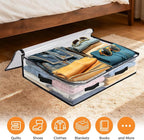 6 Pack Under Bed Storage Bags, 60L Foldable Clear Storage Containers with Handles, Dual Zippers for Comforter, Clothes, Bedding, Linen Sheets, Sweaters, Blanket Storage