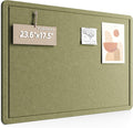 Fluxynara Bulletin Board, 23.6" x 17.5" Cork Board Alternative with 12 Safe Removable Adhesive Tabs, Foldable Felt Pin Board for Home Office, Classroom, Bedroom,Entryway for Walls—Olive Green