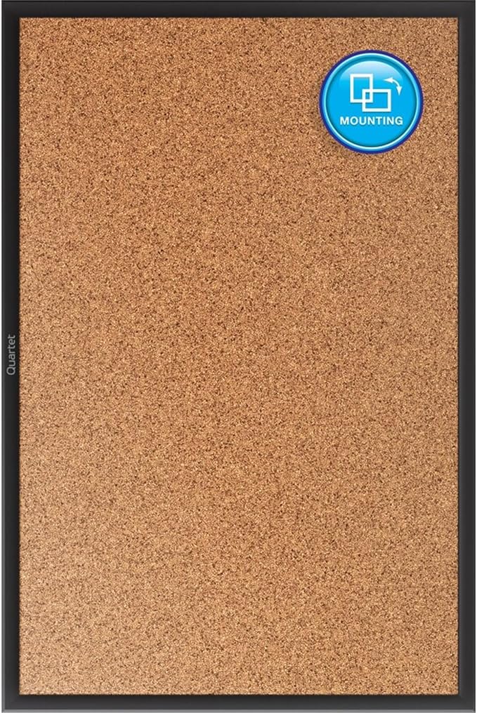 Quartet Cork Bulletin Board 72"W x 48"H Pin Board, Black Aluminum Frame (2307B)