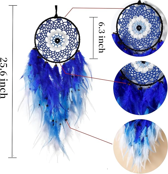 Holmgren Evil Eye Dream Catchers - Blue Dreamcatcher for Bedroom, Evil Eye Wall Art for Home Decor Hanging Ornament, Good Luck Gifts for Family