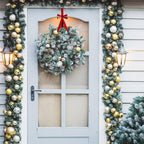 2Pack Bow Wreath Hangers for Front Door,Christmas Decoration Metal Bow Door Wreath Hanger,Over The Door Christmas Wreath Hooks