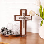 OKSQW Wall Wooden Cross Christians Cross Spiritual Religious Gifts With Hook on Hanging Wall Or Table With Blessed For Church Home Room Decoration For Christmas (Resin Small)