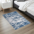 Washable Area Rug 2x3 Entryway Rug: Washable Modern Abstract Soft Thin Rug Indoor Floor No Slip Stain Resistant Carpet for Bedroom Dining Room Farmhouse Nursery Home Office - Blue