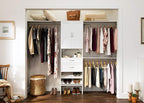 ClosetMaid SuiteSymphony Wood Closet Organizer System, 25-Inch Starter Kit with Tower and 3 Hang Rods and Shelving, Adjustable Shelves, Customizable Insert, Reach-in or Walk-in Closets, Pure White