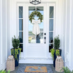 2 Pcs White Wreath Sash for Front Door Linen Wreath Ribbon Bow for Yard Porch Garland Home Decor