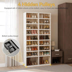 Collapsible Shoe Rack Organizer 9 Tiers-36 Pairs Foldable Shoe Cabinet with Doors, Shoe Storage Rack for Closet and Entryway, Large Plastic Folding Shoe Cabinet, Easy Assembly Shoe Shelves Organizer