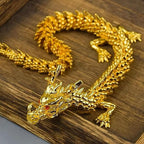 LIYAOLI 3D Golden Dragon Decor, Gold Articulated Dragon Statue Metal Toy for Boys, Chinese Dragon for Desk and Home Office, 9 Inch Luck Dragon