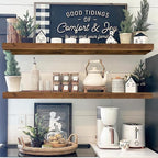 QEEIG Floating Shelves for Wall 39.4" Long - Wall Mounted Shelf Bathroom Kitchen Living Room Bedroom Farmhouse Home Decor Display Bookshelf Large 39.4 x 9.3 inch Set of 2, Rustic Brown (008-100BN)