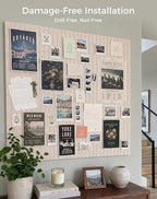 Aothia 12-Pack Felt Bulletin Board Tiles 48"x36", Modular Pin Board for Smooth Walls, Cork Board Alternative for Notes & Photos, 0.35" Thick, 70 Adhesive Tabs & 40 Pins, Oatmeal