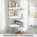 Alsonerbay Corner Wall Shelf Set of 3 Corner Shelf Wall Mount, Solid Wood Corner Floating Shelves with Cable Hole for TV Accessories, Speaker, Game Console for Bedroom, Living Room, Bathroom White