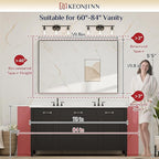 Keonjinn Gold Bathroom Mirror 60” x 40” Large Framed Mirrors for Wall Rectangular Vanity Mirror Brushed Gold Metal Frame Mirror Rectangle Farmhouse Mirror for Bathroom Sink(Horizontal/Vertical)