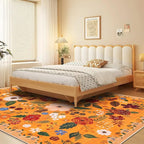 U'Artlines 8x10ft Fall Colorful Floral Area Rug Machine Washable Ultra Soft Low Pile Non Slip Non Shedding Accent Floor Carpet for Living Room, Bedroom, Dining Room, Office (Orange)