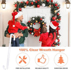 12" Clear Wreath-Hanger Non Scratch Hooks, 1 Pack Wreath-Hanger, Over The Door Hooks Deceneration, Slim Hangers Organizer
