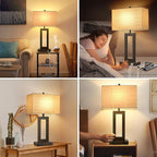 TOBUSA 28’’ Tall Brown Lamps for Living Rooms Set of 2, Modern Touch Control Table Lamps for Bedroom, 3 Way Dimmable Bedside Lamps with 2 USB Ports&AC Outlet, High-end Decor Lamp for Home Office