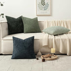 MIULEE Pack of 4 Couch Throw Pillow Covers 22x22 Inch Neutral Green Soft Decorative Chenille Pillow Covers Farmhouse Accent Cushion Covers for Boho Spring Home Decor Sofa Bedroom Living Room