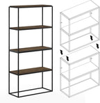 Furinno Moretti Modern Wide Stackable Metal Shelf, Columbia Walnut