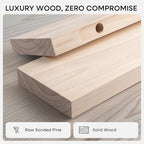 Homeforia 42 inch Wood Floating Shelf, High End Solid Natural Wood 42inch Large Floating Shelves for Wall Mounted, Unfinished Wooden Floating Shelves, Heavy Duty Bracket, 42 X 6.5 X 1.75 in, Set of 3