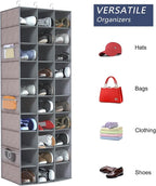 Libeder 30 Section Hanging Shoe Organizer for Closet, Hanging Closet Organizers with 6 Side Mesh Pockets, Shoe Storage Hanging Shoe Rack, Space Saving Shoe Holder