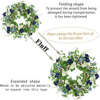 AMF0RESJ Artificial Spring Summer Wreath for Front Door with Pansy Flower,Lavender Morning Glory for Front Door Indoor Outdoor Farmhouse Home Wall Window Festival Wedding Decor,