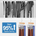 TOPIA HANGER 20 Hooks Belt Tie Hanger Space Saving for Closet, 2 IN 1 Belt Ties Racks Max 30 Belts with 30 Ties Capacity, Curved with Flat Hooks for Belts,Ties,Bras,Closet Organizers and Storage CT69N
