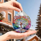 Tree of Life Stained Glass Ornament, Crystal Ornaments for Christmas Tree Decorations, Holiday Presents Idea, Car Hanging Ornaments, Car Charm, Mirror Accessories