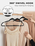 SMARTOR Heavy Duty Hangers 100 Pack, Premium Plastic Hangers for Clothes - Heavy Duty Non-Velvet Hanger with 360° Swivel Chrome Hook & Non Slip Notches - As Dress, Coats, Shirt, Jacket Hanger - Black