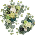 Odouzy Artificial Wedding Arch Flowers for Wedding Sign,Set of 2 for Wedding Welcome Ceremony Sign,Faux Floral Swags,Wedding, Banquet and Reception Backdrop Floral Decoration (Dark Green)