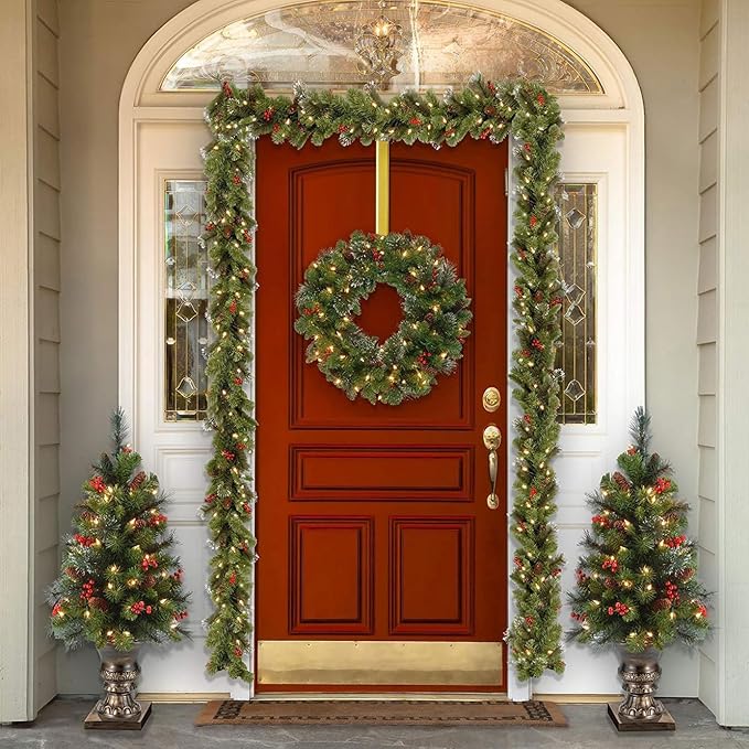 Gold Wreath Hanger, Christmas Decorations Adjustable Wreath Hangers for Front Door Adjustable from 14.9-25 Inches Over The Door Hooks Organizer Larger Hangers Festival Wreaths, Decorations Hook