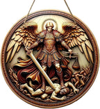 St. Michael San Miguel Arcangel Wall Pediments Home Decor Door Sign Plaques Hanging Pendant Decorations Batter Guard Angel Christian Religious Ornaments (P)