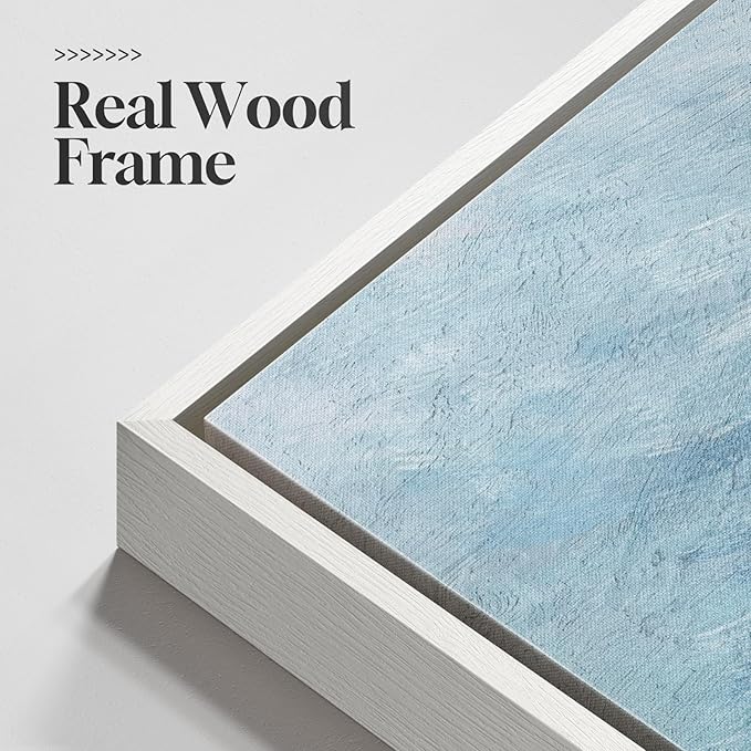 Large Framed Blue Gold Abstract Wall Art for Living Room, Horizontal Coastal Canvas Prints Paintings Artwork for Walls, Modern Ocean Landscape Pictures Wall Decor for Bedroom Dining Room Office 30x60