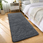 OLANLY 3x8 Machine Washable Runner Rugs for Hallway, Soft Fluffy Shaggy Bedside Rugs for Bedroom, Living Room, Indoor Floor Carpet for Kids Girls and Boys, Nursery Rooms, Home Decor Aesthetic, Grey