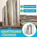AceOrbit Metal Magazine Rack Holder, 304 Stainless Steel Metal Vinyl Record Stand Holder Record Book Stand Multipurpose Storage Display for Album Lps Magazine File Organizer Living Room Bedroom Office