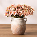Ceramic Flower Small Vase 6 inch Farmhouse Rustic Vase Decorative Pottery Terracotta Vases for Home Decor Table Mantle Fireplace Living Room Bathroom Wedding Centerpiece